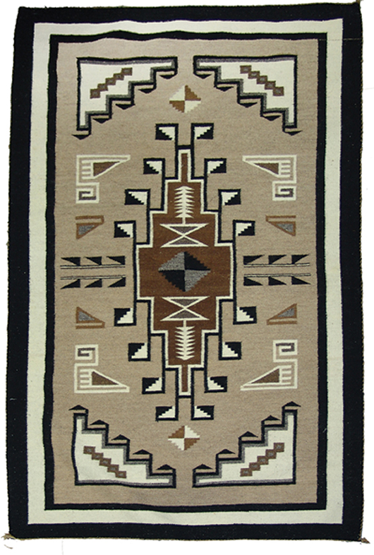 Navajo rug made by Agatha Garnenez and measuring 38 inches by 66 inches. Price realized: $1,955. Allard Auctions Inc. image
